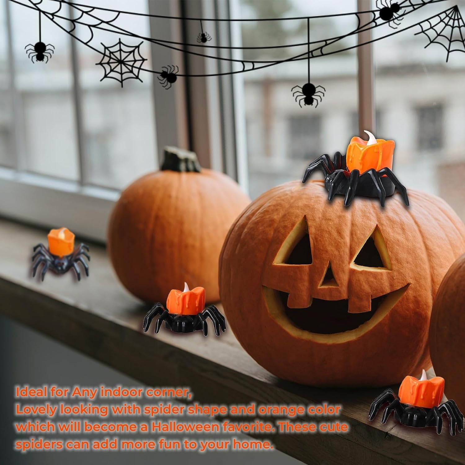 12 Pack Spider Flameless Candles. Halloween Spider Candle Lights