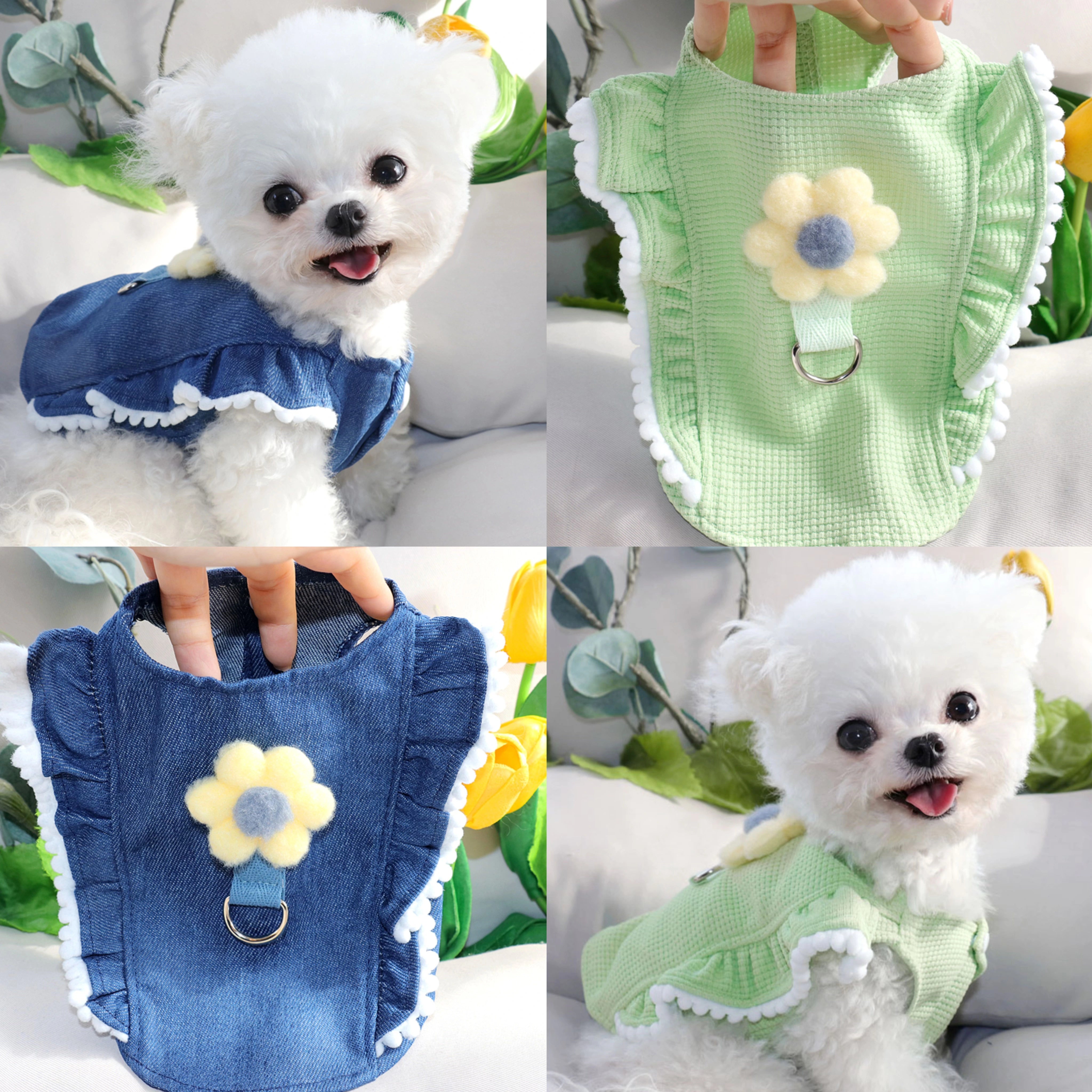 Sweet Flower Decor Dog Harness Vest