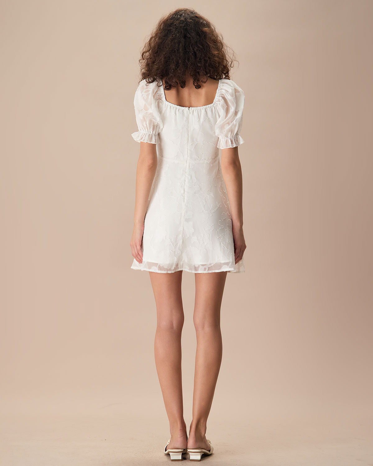 The White Square Neck Ruched Mini Dress