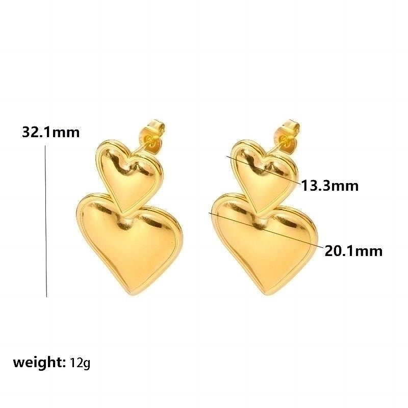 1 Pair Elegant Sweet Heart Shape Titanium Steel Drop Earrings