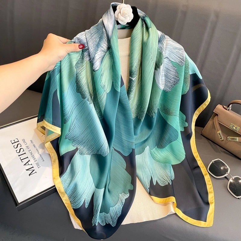 Women's Vintage Style Letter Color Block Polyester Silk Scarves