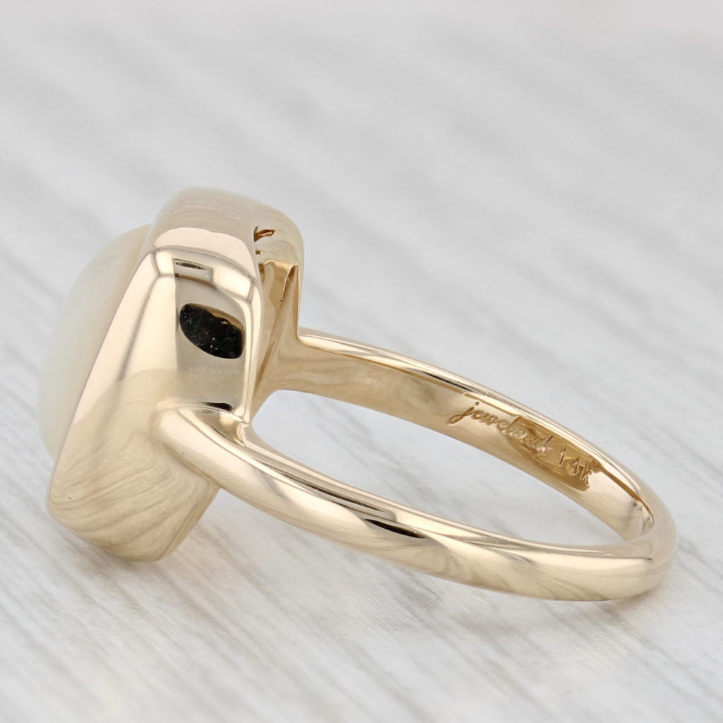 Moher of Pearl Cushion Cabochon Solitaire Ring 14k Yellow Gold Size 7.25