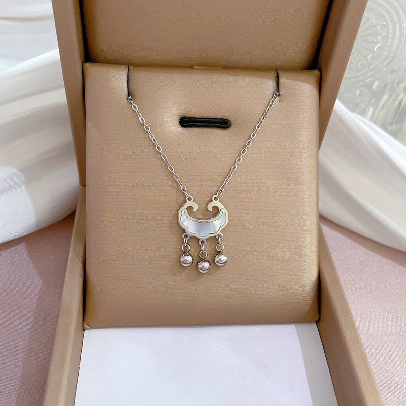 2 Pieces Cartoon Leaf Gourd Lily Of The Valley Geometric Titanium Steel Electroplating Necklaces