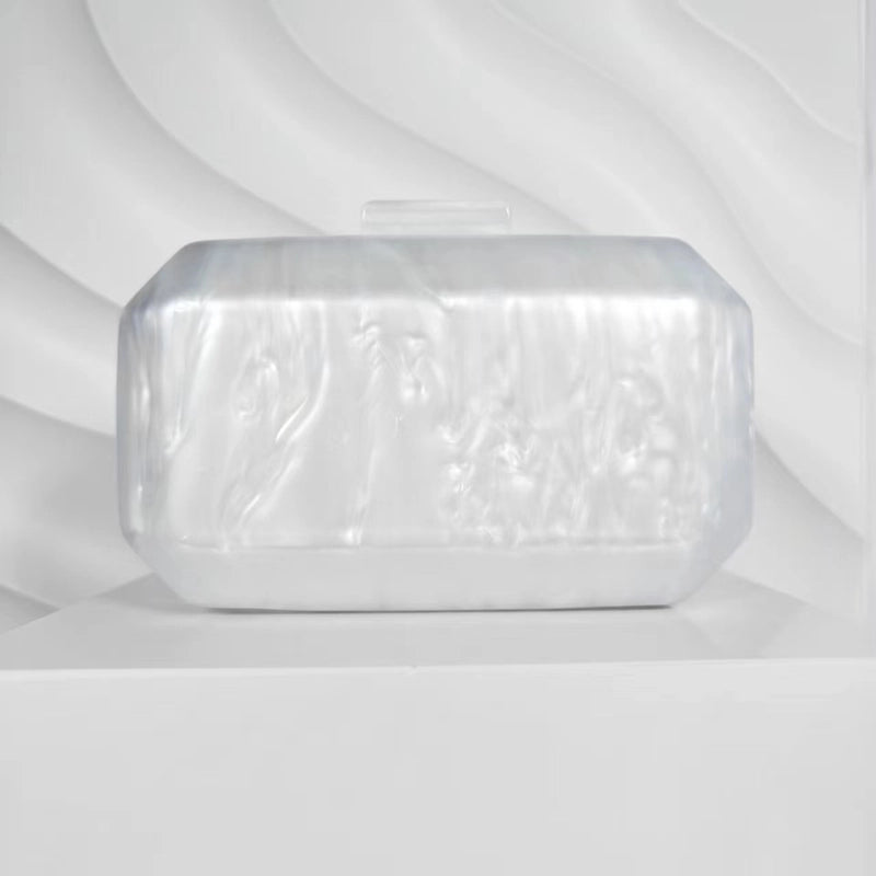 Gold White Blue Arylic Solid Color Square Evening Bags
