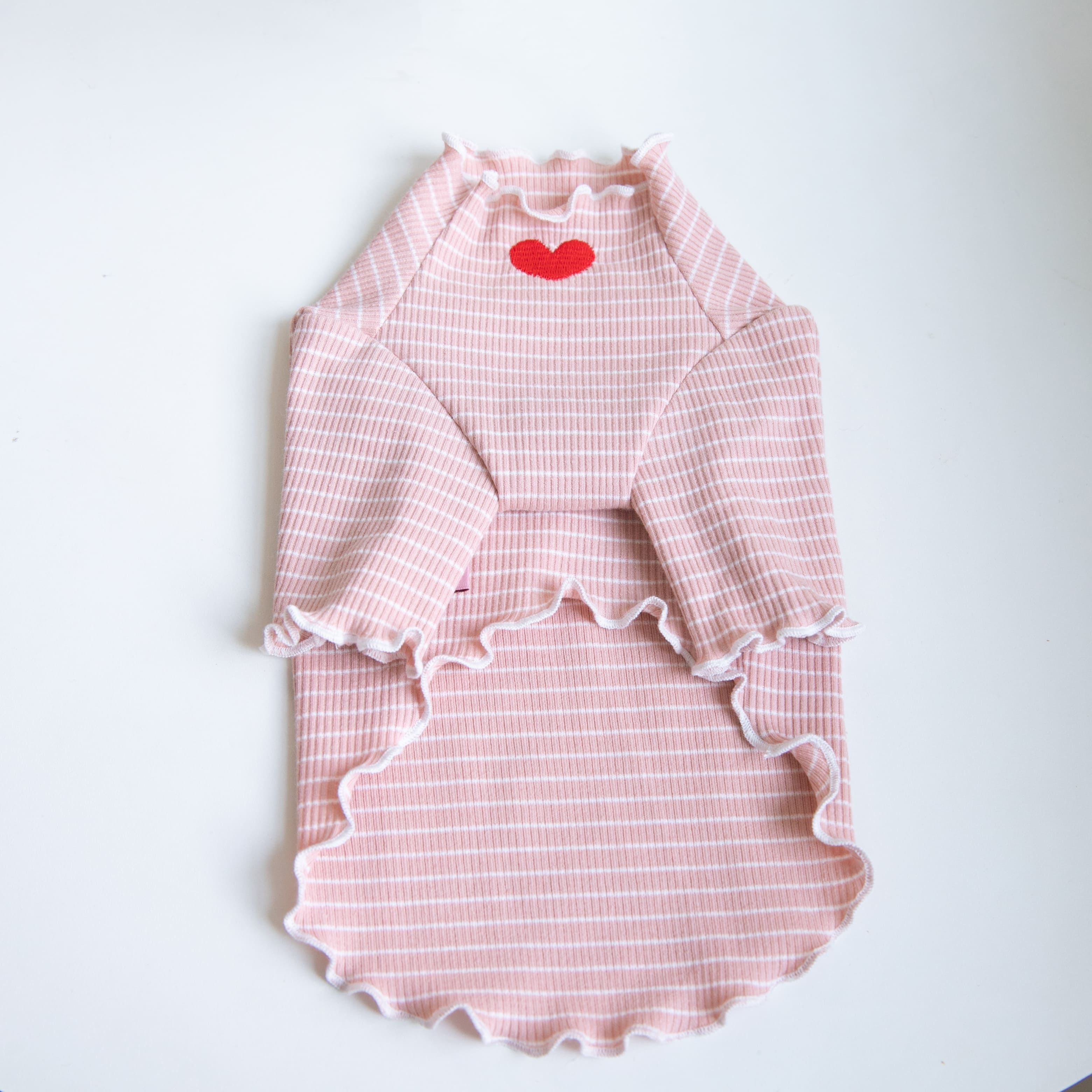 Heart Ruffled Striped Dog Cat Sweatshirt