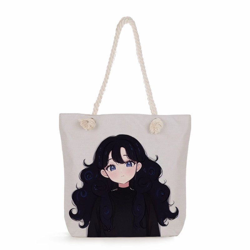 Women's Medium Linen Human Classic Style Streetwear Square Zipper Shoulder Bag