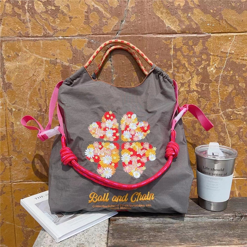 Women's Cute Printing Letter Nylon Shopping Bags