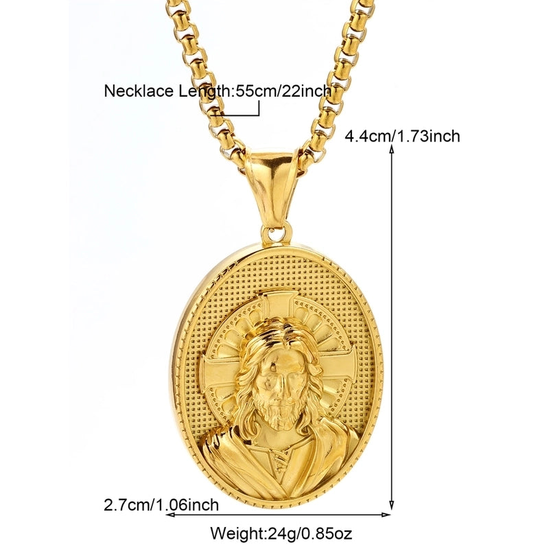 Modern Style Classic Style Portrait Cross Solid Color 304 Stainless Steel 18K Gold Plated Round Pendant Necklace