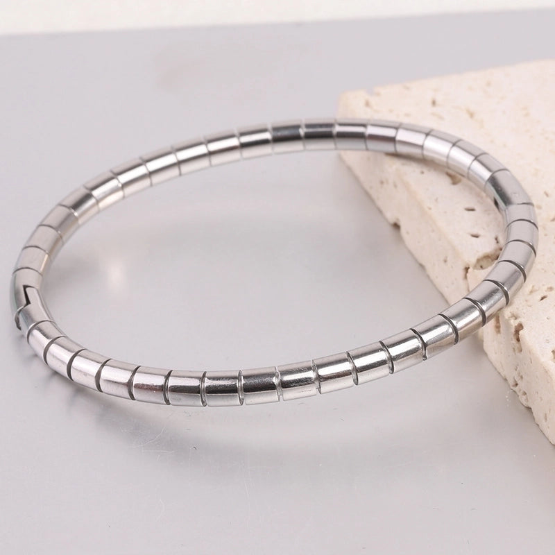Minimalist Solid Color Stainless Steel Plating Gold Plated Bangle