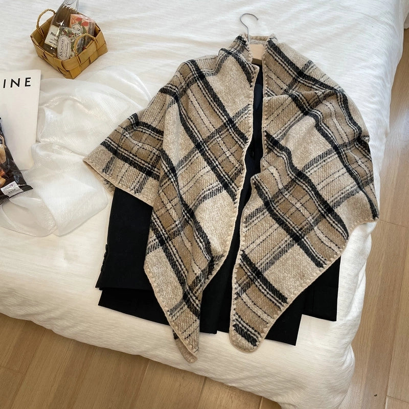 Women's Elegant Streetwear Color Block Lattice Polyester Shawl