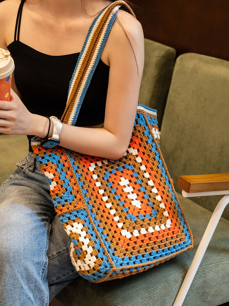Women Summer Ethnic Knitted Shoulder Bag