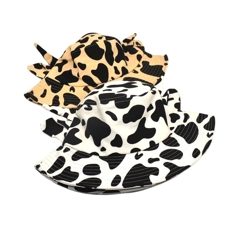 Women's Casual Streetwear Cow Pattern Printing Flat Eaves Bucket Hat
