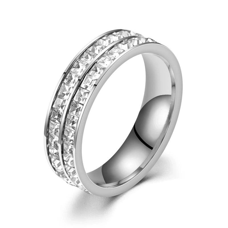 1 Piece Minimalist Circle Stainless Steel Rhinestones Rings