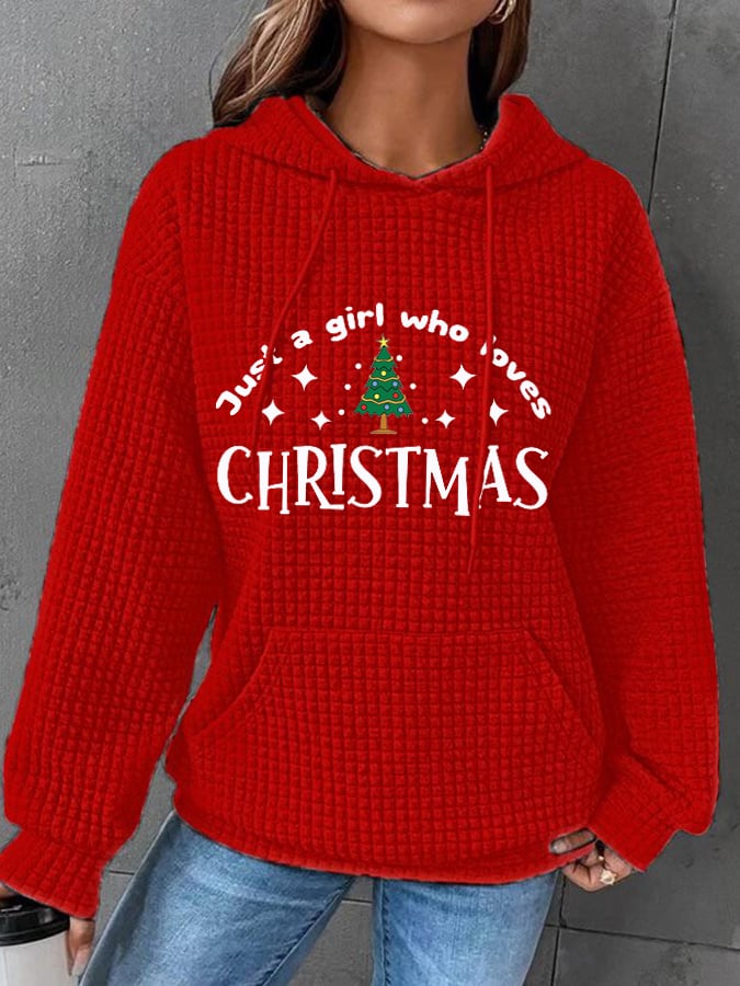 Women's Just A Girl Who Loves Christmas Waffle Hoodie