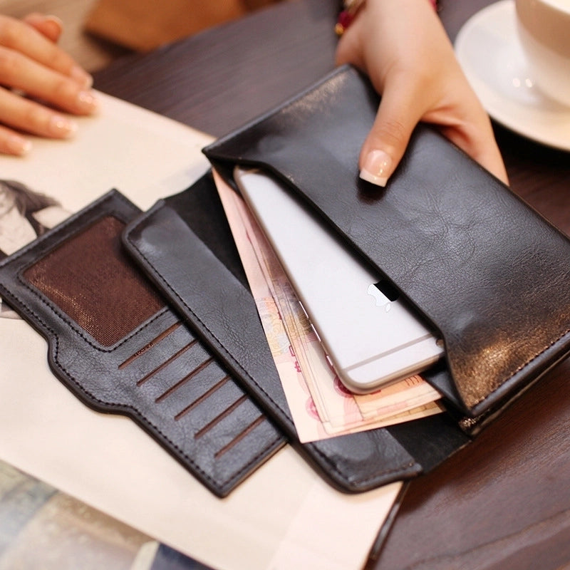 Women's Solid Color Leather Flip Cover Wallets