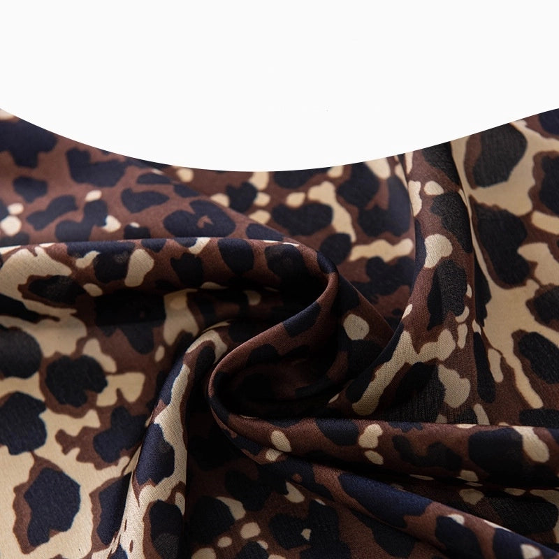 Women's Elegant Leaf Flower Leopard Polyester Silk Scarf