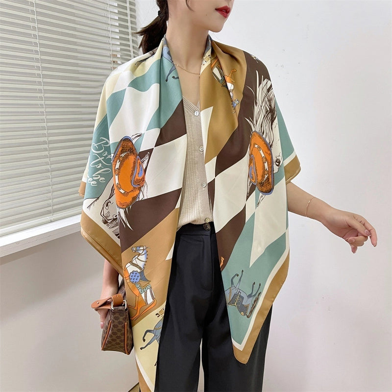 Women's Elegant Minimalist Plant Polyester Silk Scarf
