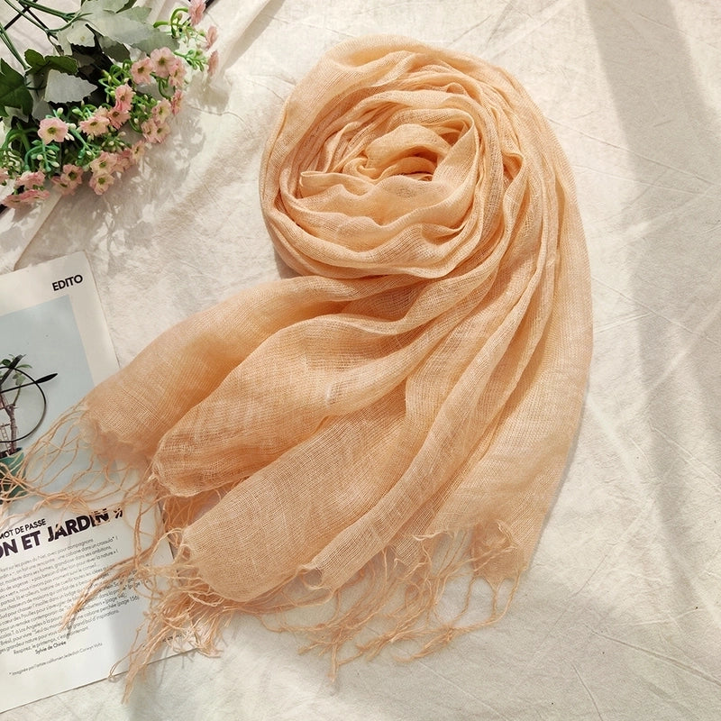 Women's Ethnic Style Solid Color Linen Silk Scarf