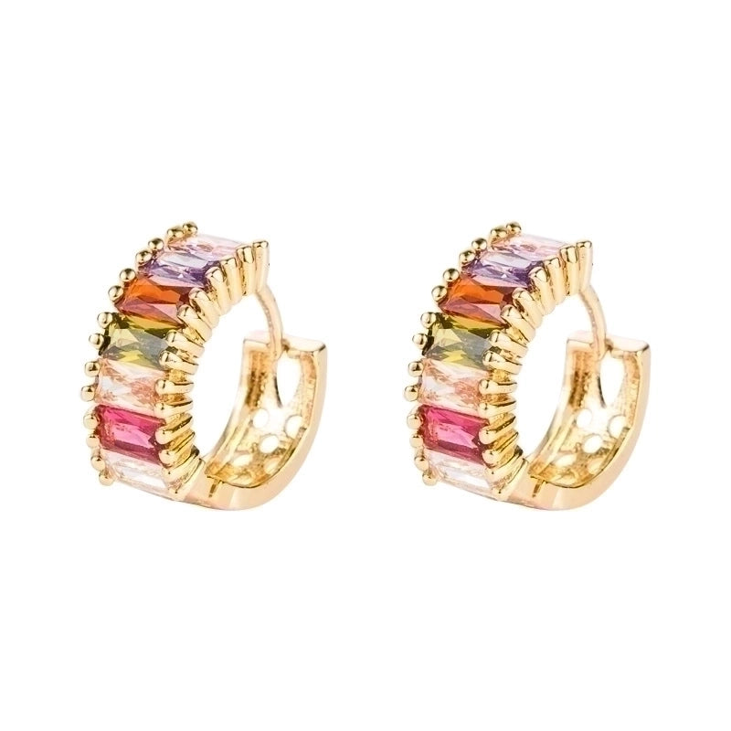 Fashion U Shape Inlaid Zircon Alloy Artificial Gemstones Copper Earrings