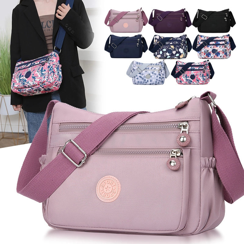 Women's Medium Oxford Cloth Round Dots Streetwear Square Zipper Crossbody Bag