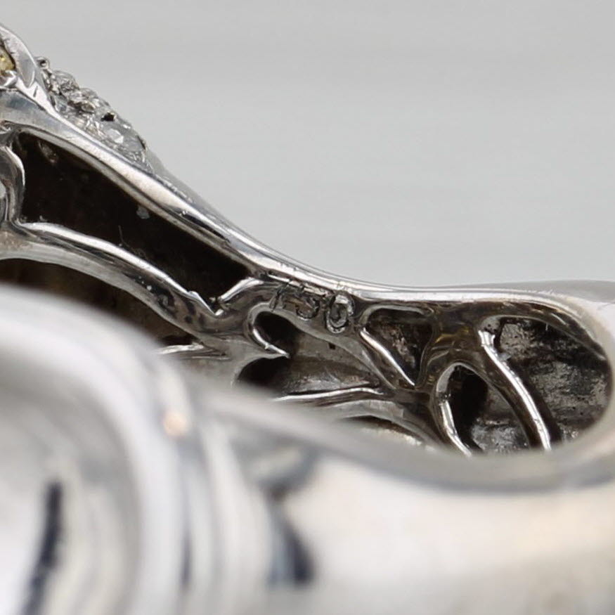 2.44ctw Yellow White Diamond Sapphire Fish Ring 18k White Gold Size 7.75