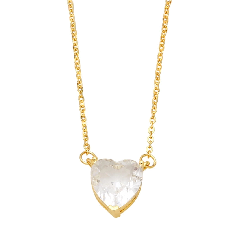 Copper Cable Chain Heart Shape Pendant Necklace