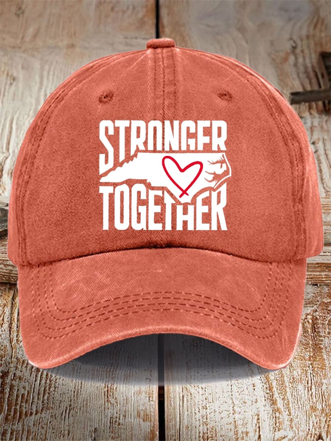 Unisex Distressed Washed Cotton Stronger Together Hat