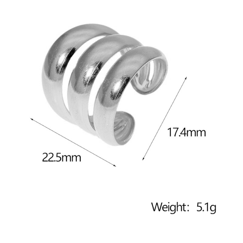 French Retro Niche Personality Exaggerated Wide Index Finger Ring Punk Stainless Steel Open Ring Female