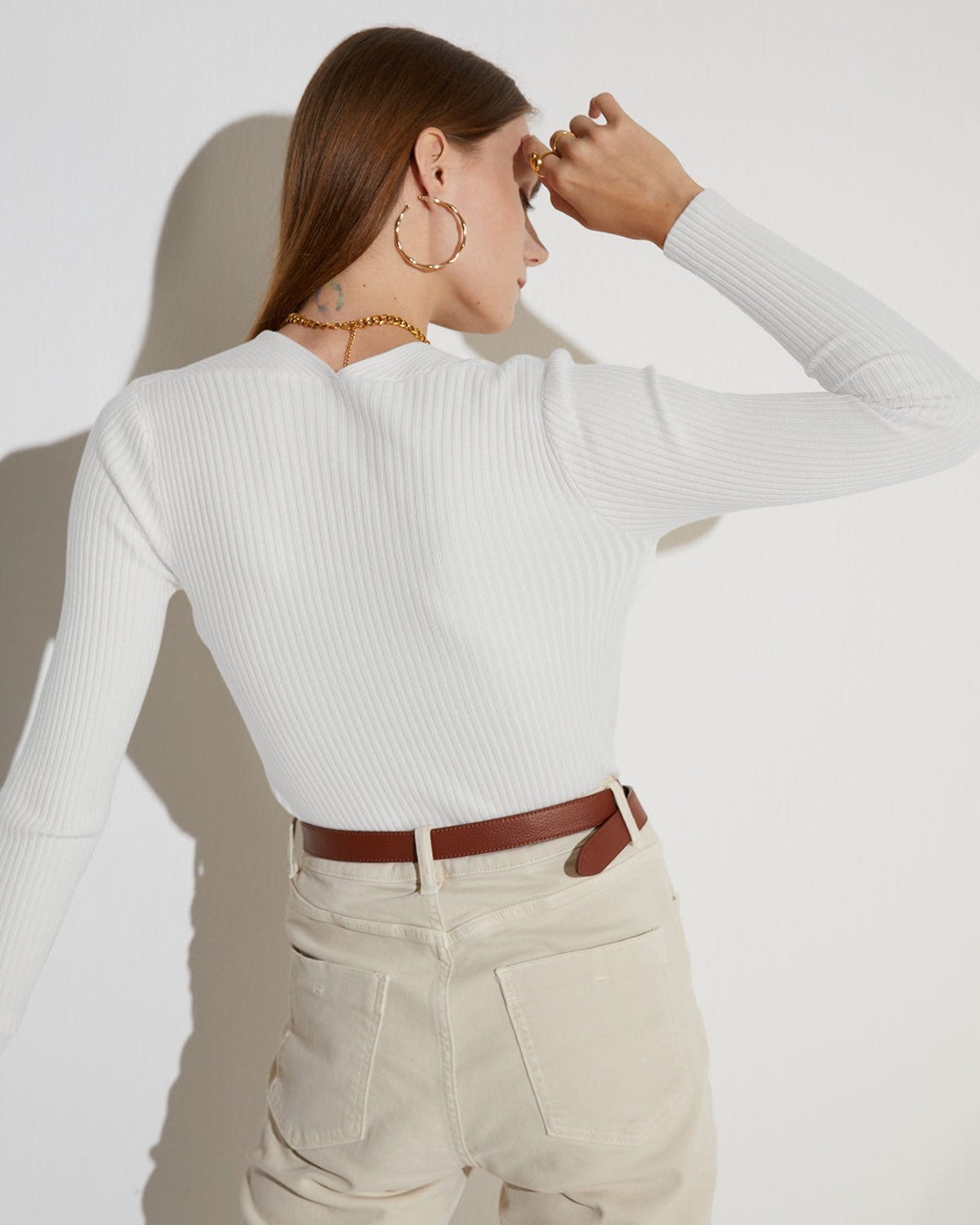 The Ribbed Front Cutout Knitwear