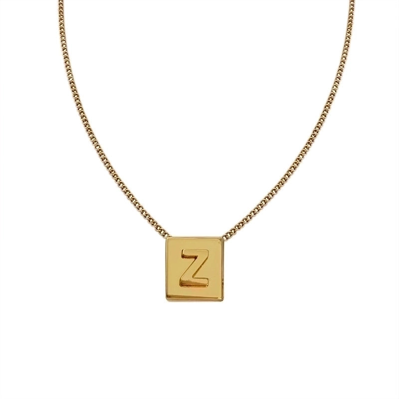 Minimalist Letter Square Titanium Steel Necklace 1 Piece