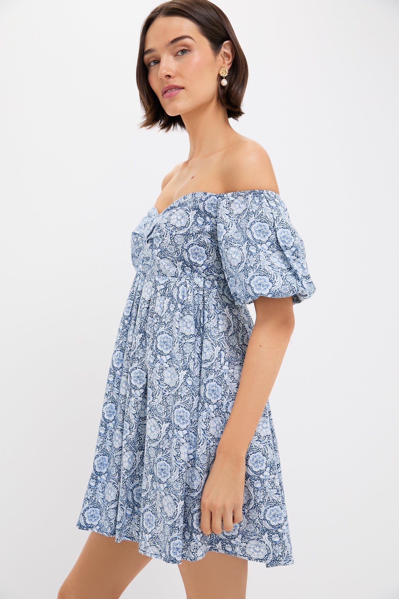 Blue Medallion Floral Olympia Mini Dress