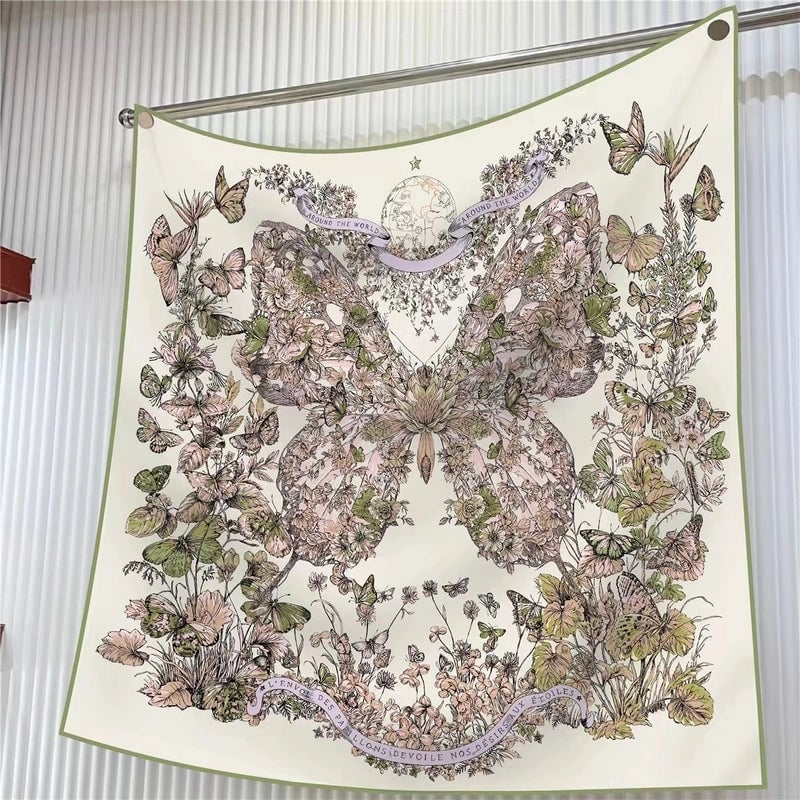 New High Quality Twill Forged Large Square Fashion 90*90cm Printed Silk Scarf Sunscreen Shawl Scarf
