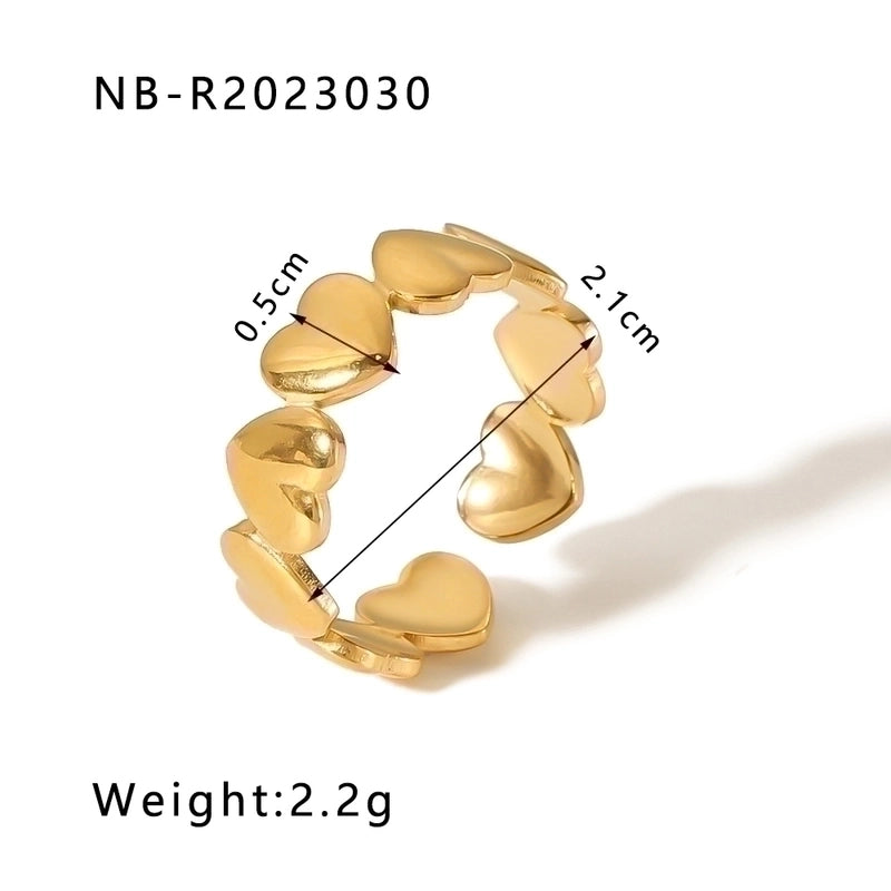 Stainless Steel 18K Gold Plated IG Style Basic Minimalist Plating Four Leaf Clover Heart Shape Flower Open Rings