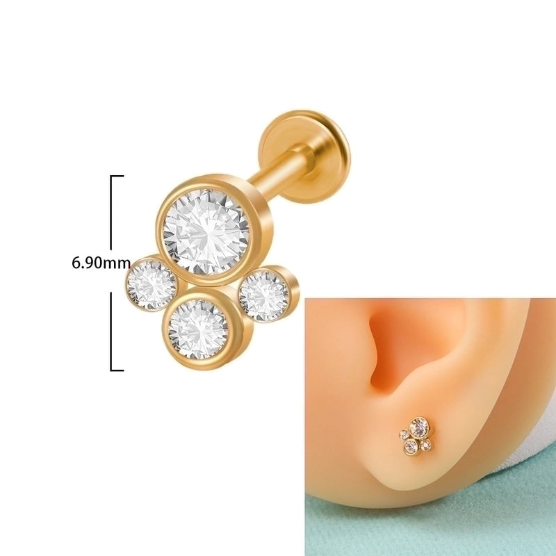 1 Piece Lip Rings Casual Elegant Minimalist Geometric 304 Stainless Steel Plating Inlay Rhinestones 18K Gold Plated