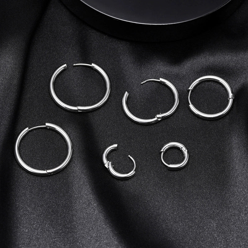1 Pair Minimalist Solid Color Plating 304 Stainless Steel Hoop Earrings