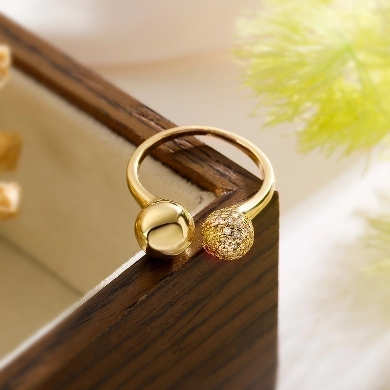 Minimalist Geometric Copper Plating Inlay Zircon 18k Gold Plated Open Rings