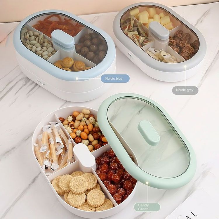 Dust-Proof Dry Fruit Tray. Candy Snack Box With Rotary Phone Holder