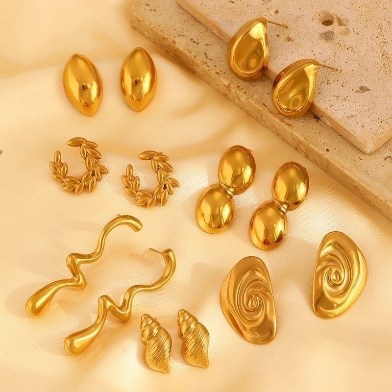 1 Pair Retro Minimalist Commute Geometric 304 Stainless Steel 18K Gold Plated Ear Studs