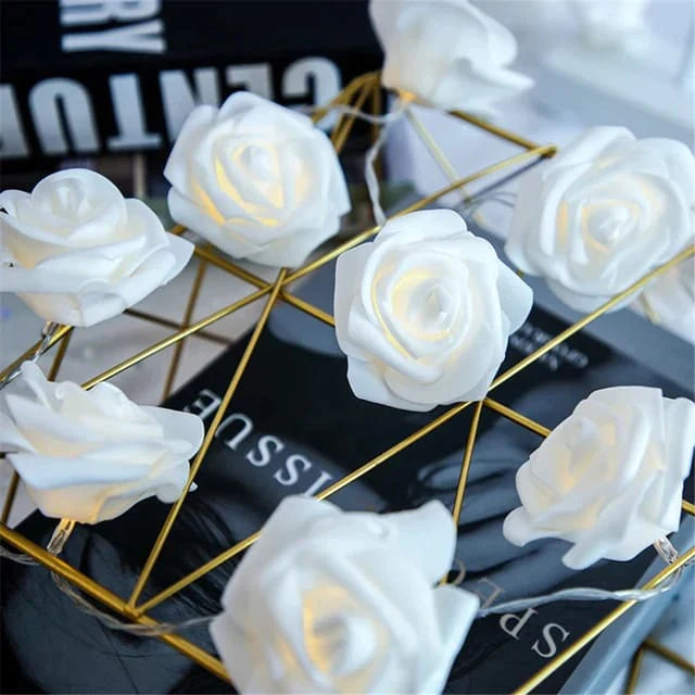 20 LED White Rose Lights