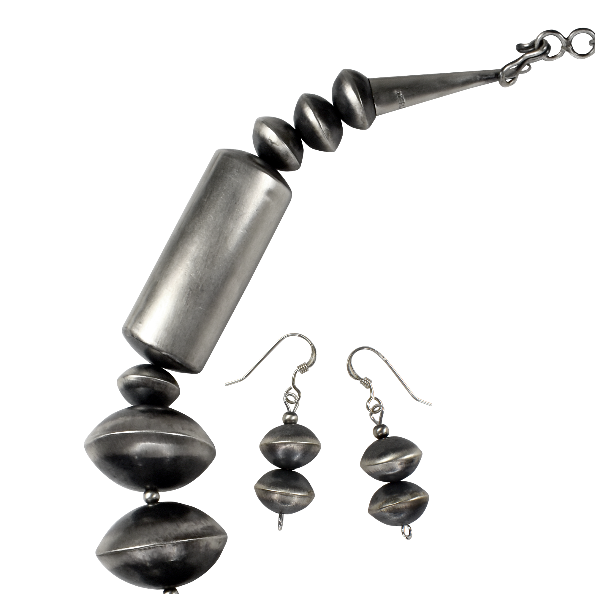 Navajo Classic Silver Earring & Necklace Set