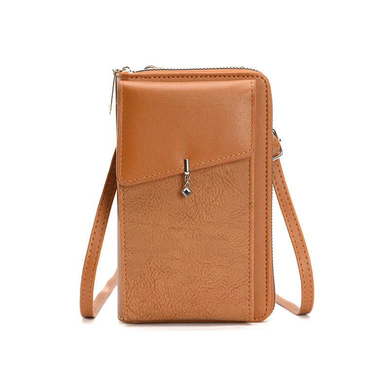 Women's Small Pu Leather Solid Color Basic Classic Style Square Flip Cover Phone Wallets