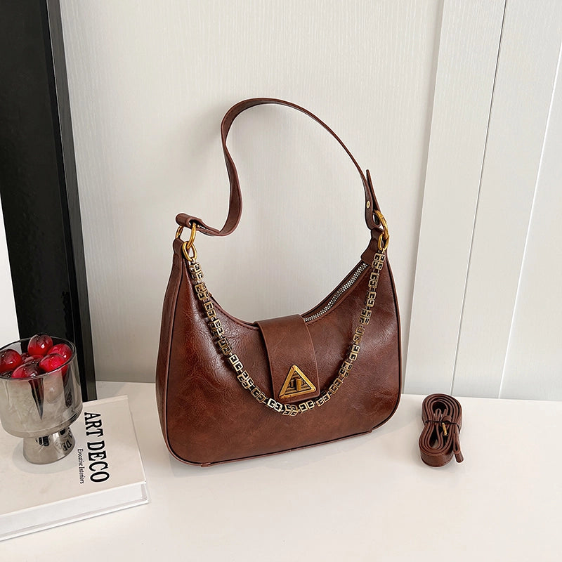 Women's Pu Leather Solid Color Classic Style Dumpling Shape Buckle Shoulder Bag