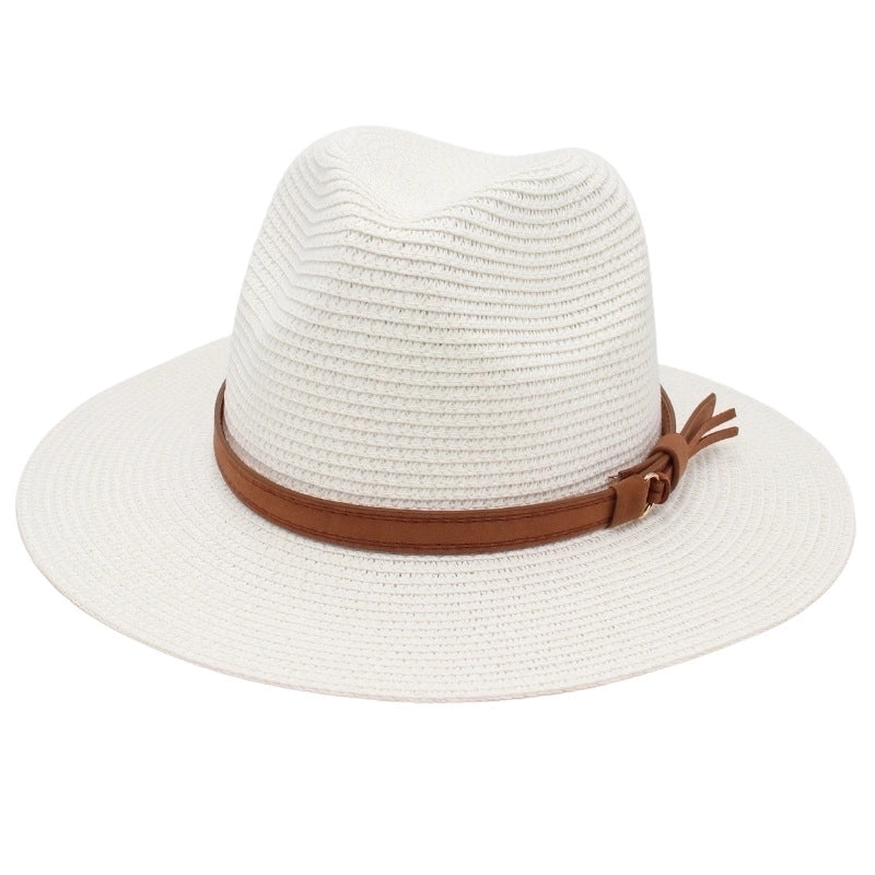 Unisex Pastoral Solid Color Wide Eaves Straw Hat