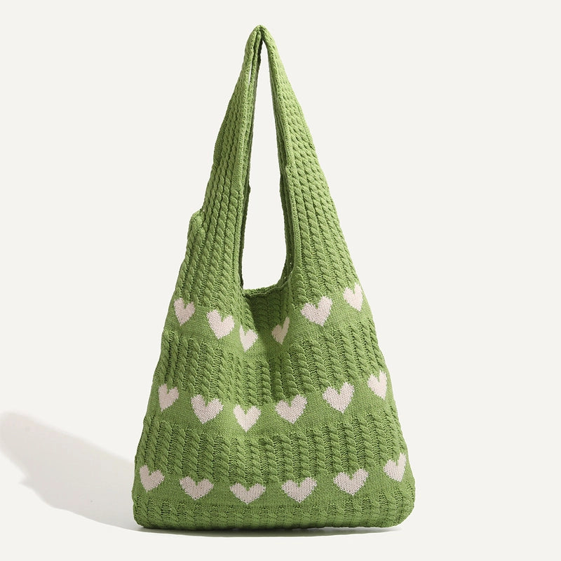 Women's Large Polyester Heart Shape Basic Square Open Tote Bag