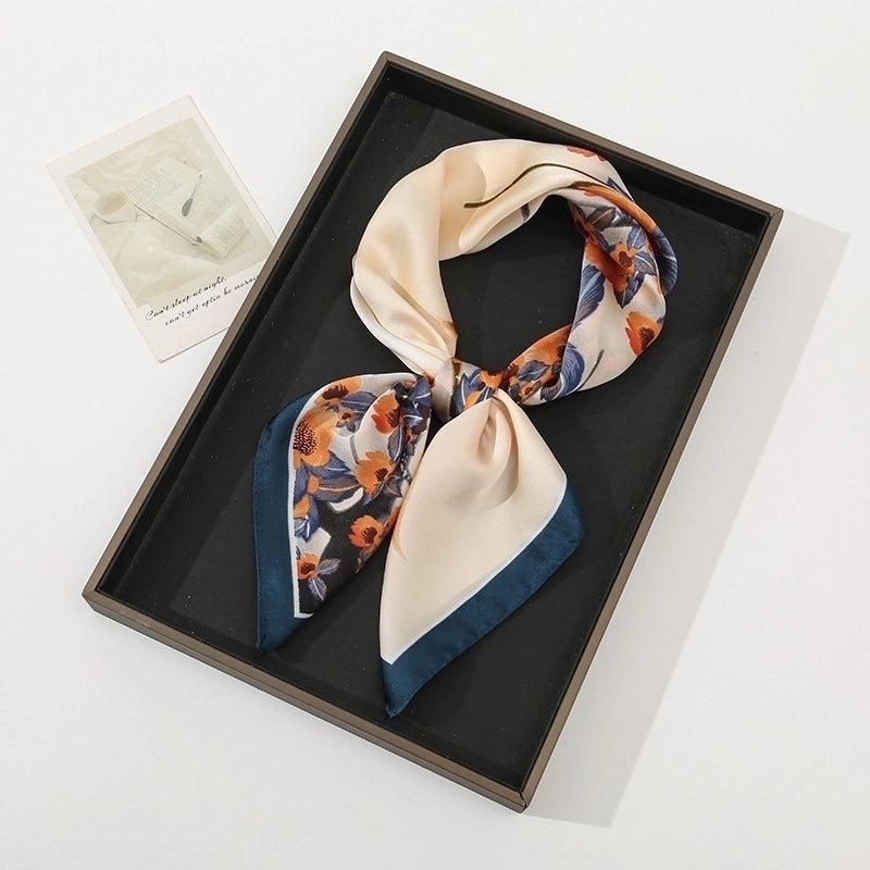 Women's Pastoral Minimalist Moon Tree Satin Printing Silk Scarf Bandanas