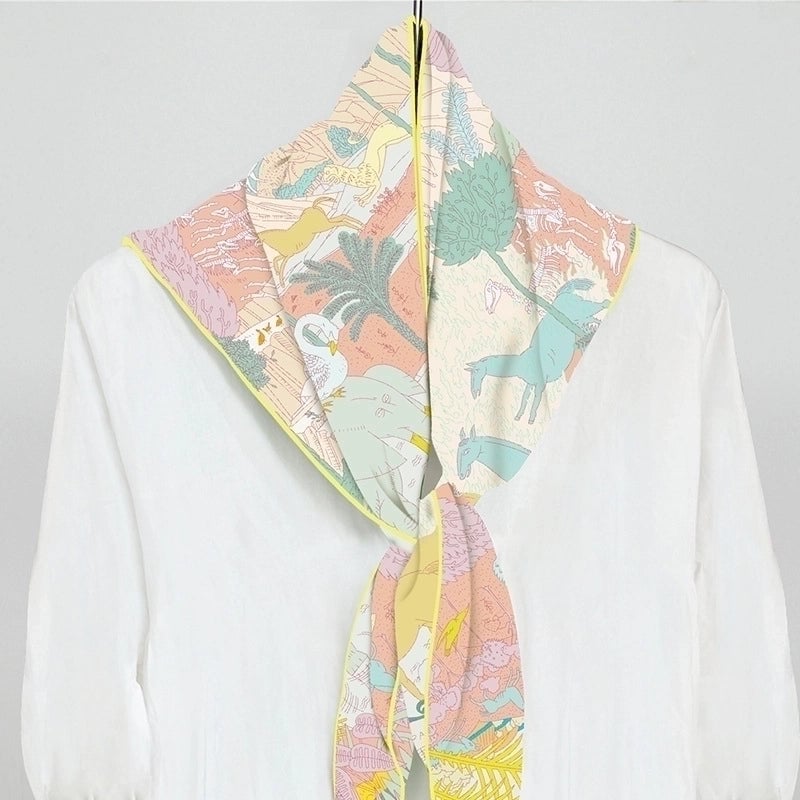 Women's Minimalist Color Block Imitated Silk Printing Silk Scarf