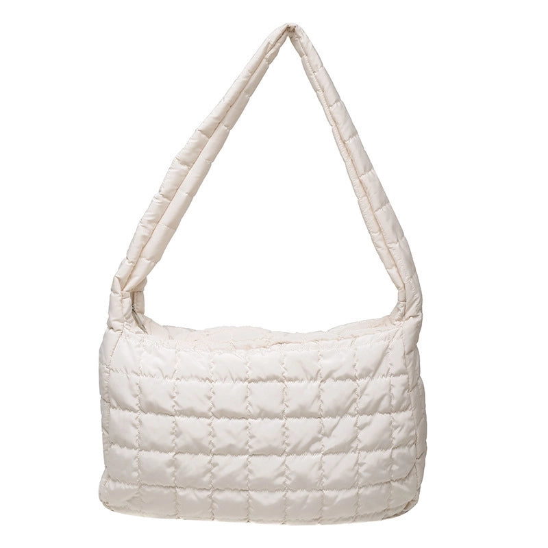 Women's Large Polyester Lingge Fashion Dumpling Shape Zipper Crossbody Bag