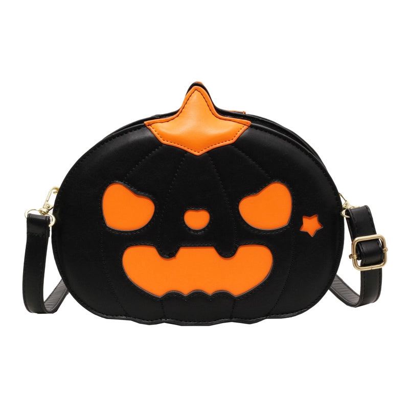 Halloween Women's Small Pu Leather Pumpkin Streetwear Zipper Shoulder Bag
