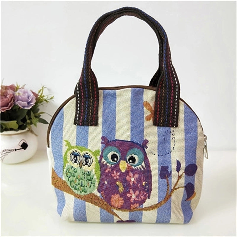 Women's Medium All Seasons Cotton And Linen Animal Fashion Shell Zipper Handbag