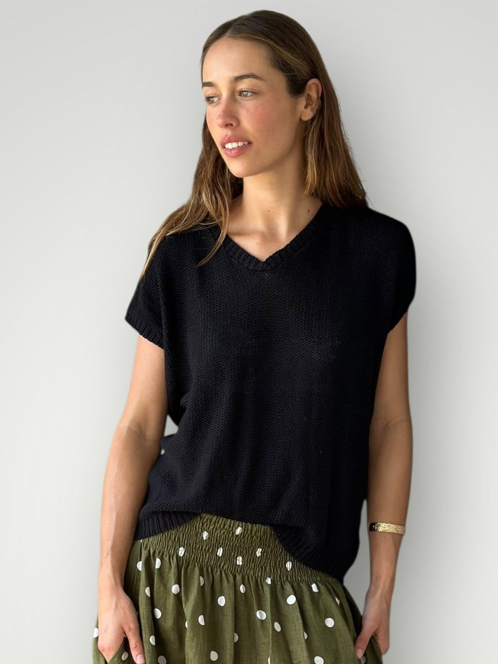 lara knit top - black cotton